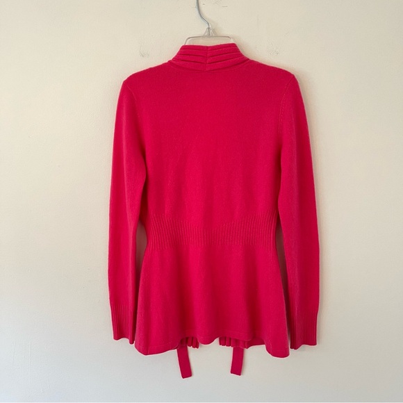 J. McLaughlin 100% Cashmere Hot Pink Front Tie Sweater Cardigan Shawl Neck - Picture 4 of 16